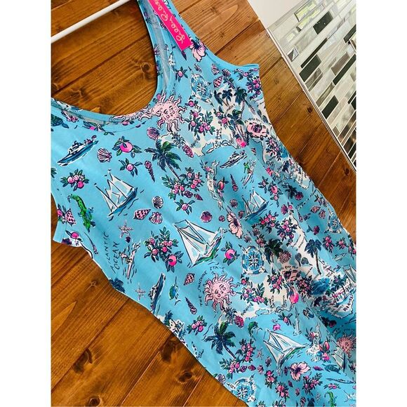 Lilly Pulitzer Newberri Tank Dress Amalfi Blue Lillys Roadtrip size L - Picture 3 of 5